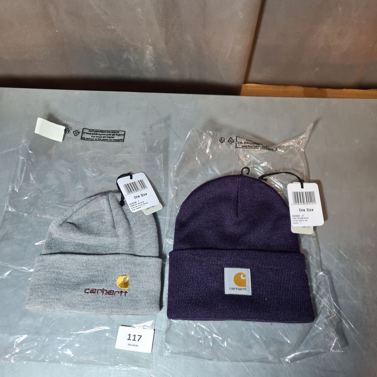 Null Lot de 2 bonnets CARHARTT - violet et gris - taille unique - vendu neuf - p&hellip;
