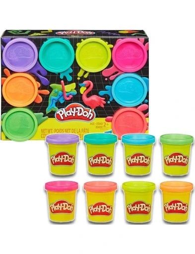 Null Set of 8 Play-Doh Fluo modeling clay pots - 2 years + - sold new with possi&hellip;