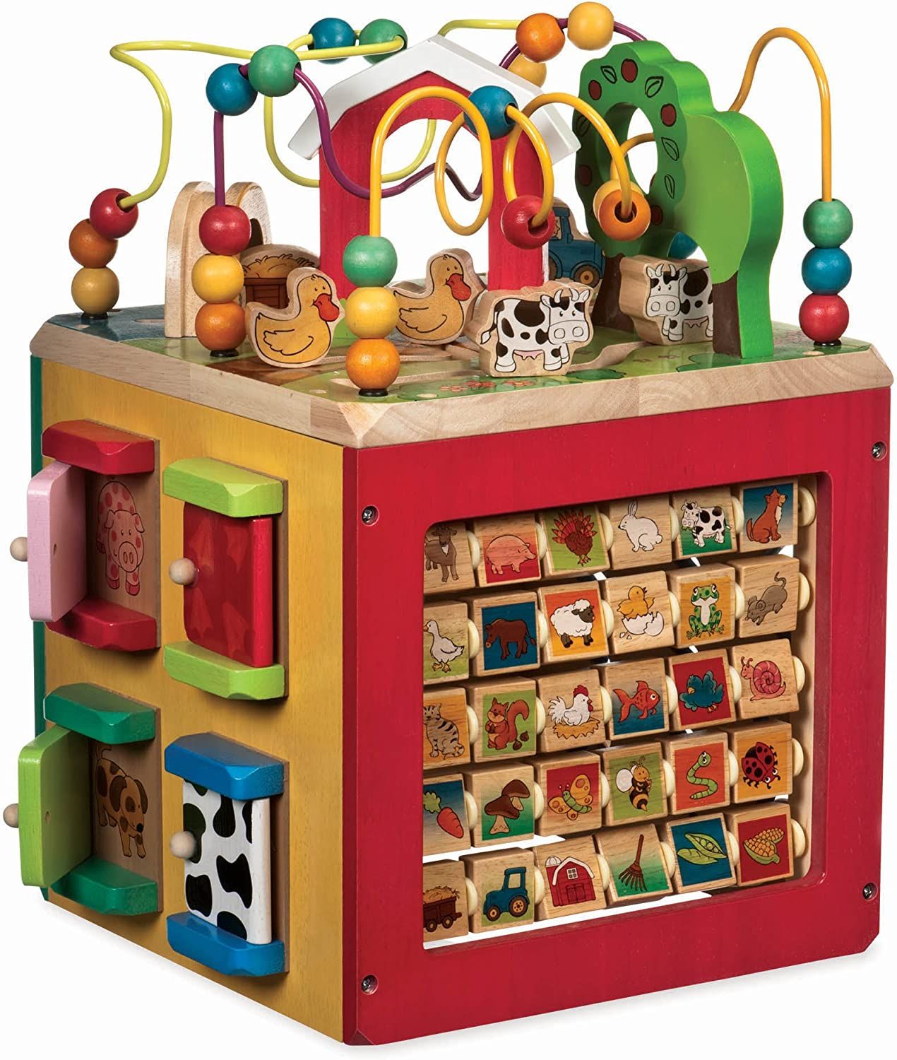 Null Wooden Activity Cube Discovery Activity Center of Farm Animals for Children&hellip;