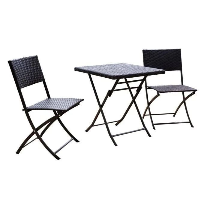 Null Set Bistrot table 65 x 65 cm + 2 chaises - Acier Résine tressée - 2 places &hellip;