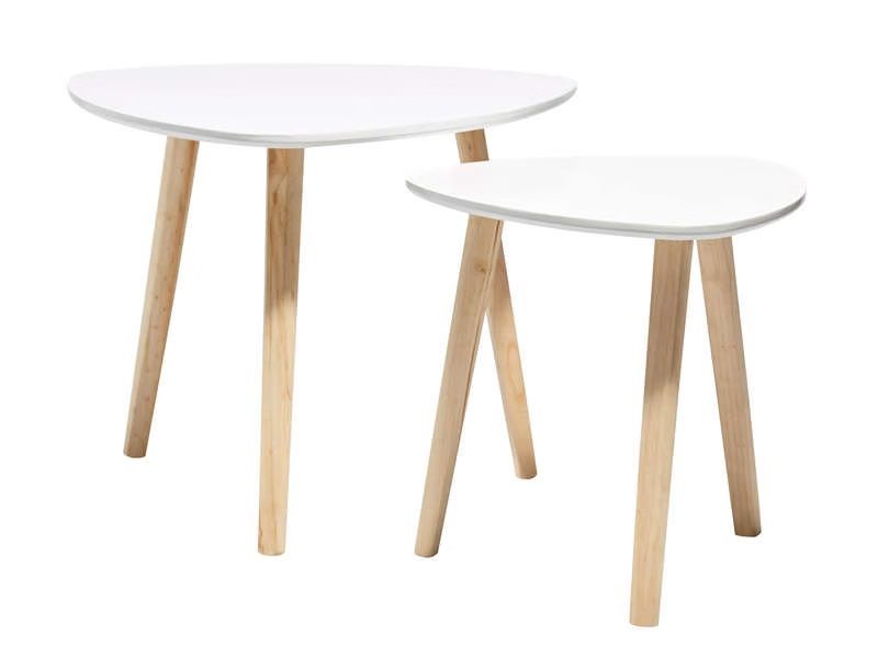 Null Set de 2 tables gigognes / bout de canapé "LYNN" blanc - (55x55x45cm/40x40x&hellip;