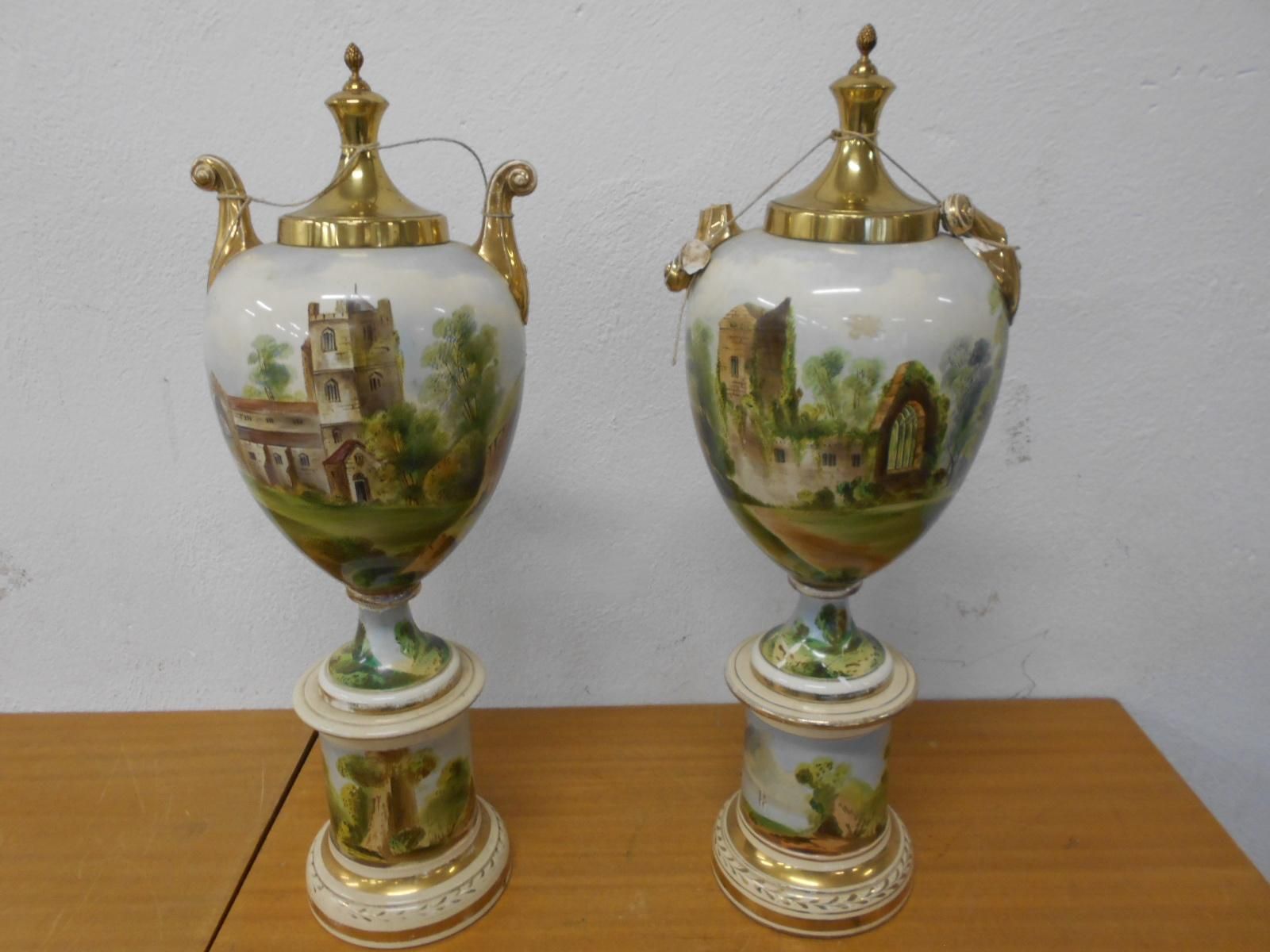 Null 2 porcelain vases representing landscapes. One being broken in several plac&hellip;