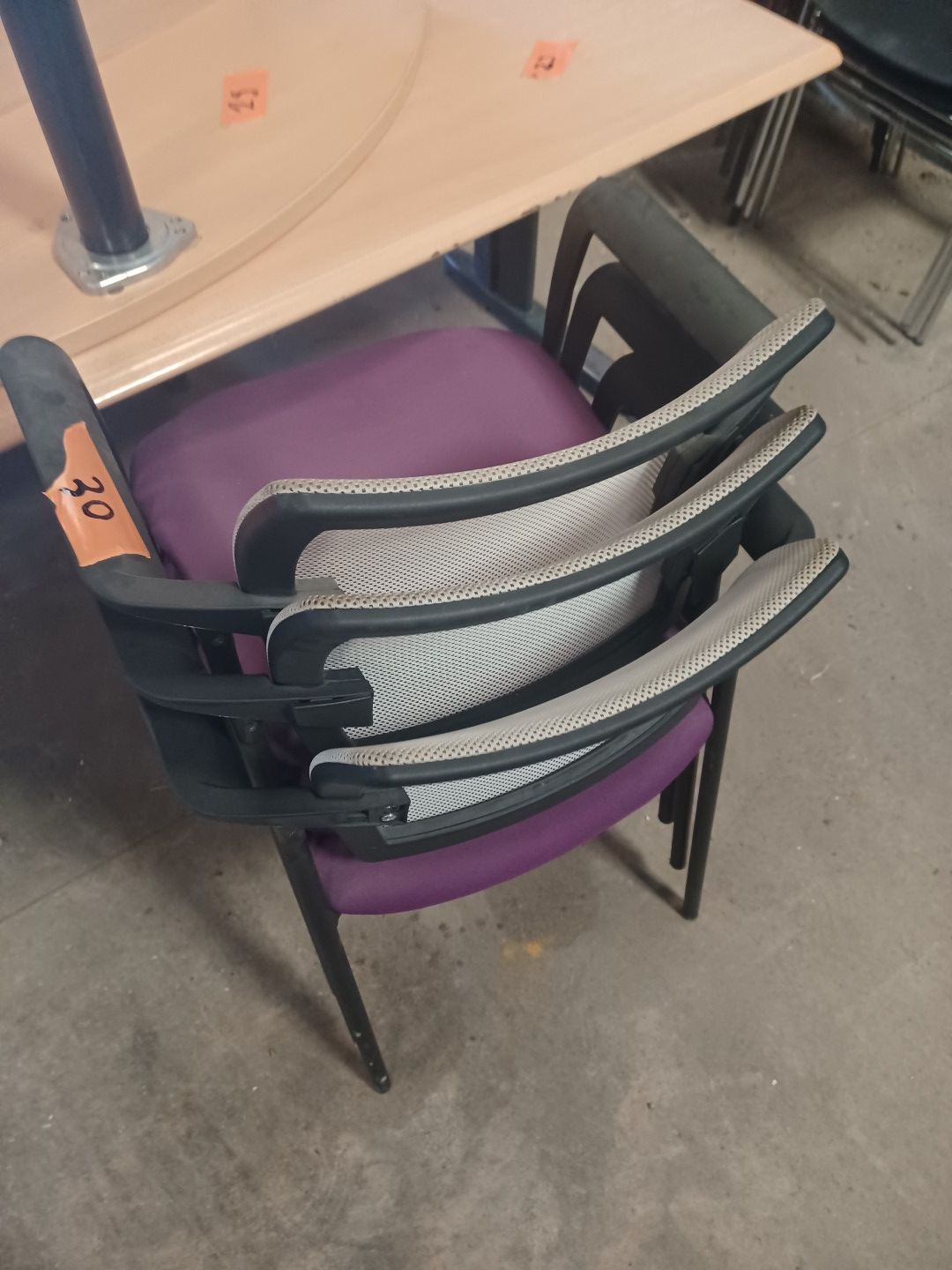 Null Lot de 3 chaises bureau violet