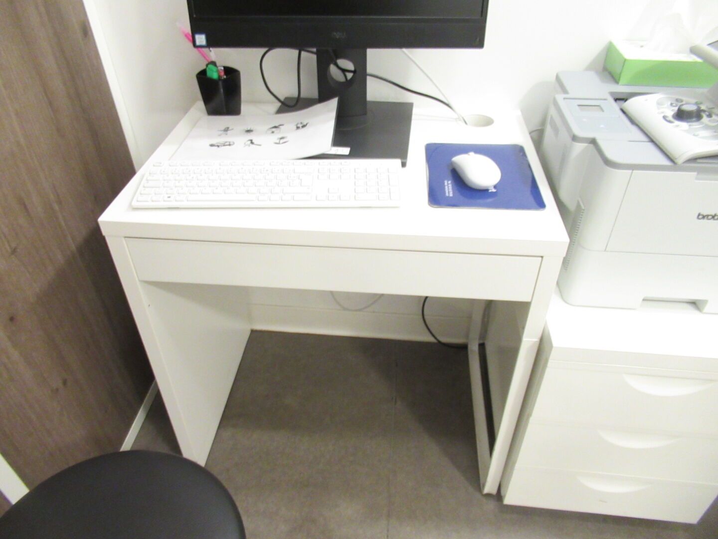 Null 1 petite table bureau stratifié blanc avec caisson