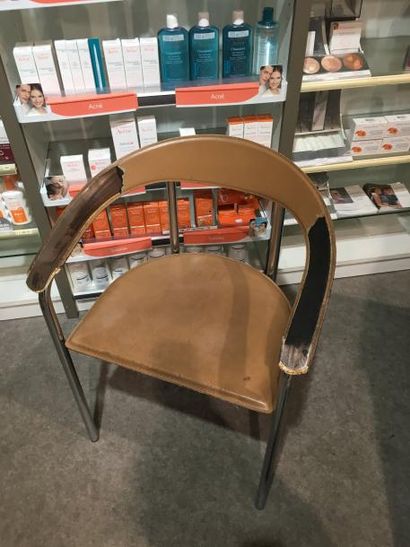 null 2 fauteuils visiteur skaï marron