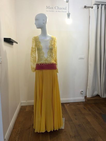 null 1 robe en tulle jaune MAX CHAOUL