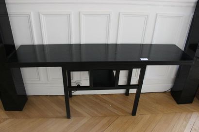 null 1 table console, bois laqué noir pivotante 180 x 42 cm