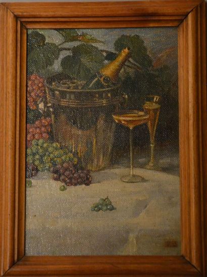 null HENZE DESSAU Max (1889-1952)

 "Champagne" 

Huile sur toile marouflée signée...