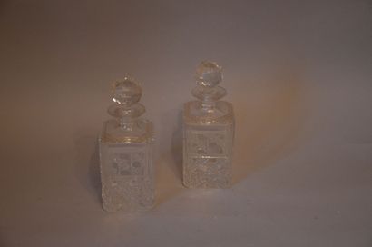 null Paire de flacons à whisky en cristal Saint Louis - Haut: 25 cm