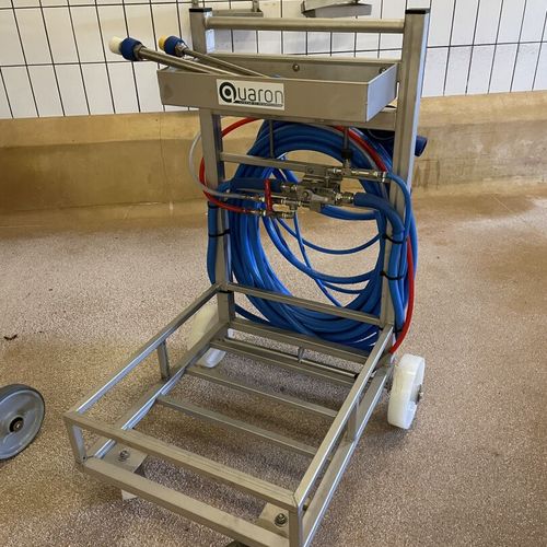Null QUARON stainless steel disinfection cart with hoses and lances, capacity 2 &hellip;