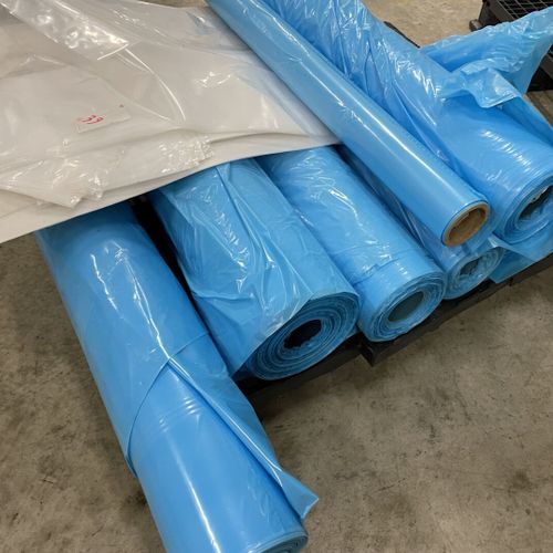 Null Stock of blue plastic big bag rolls