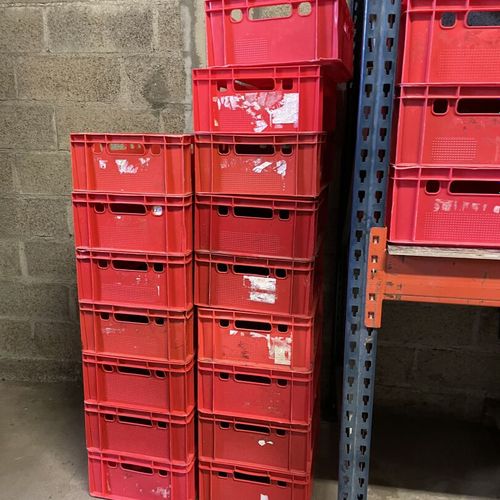 Null About forty red plastic bins