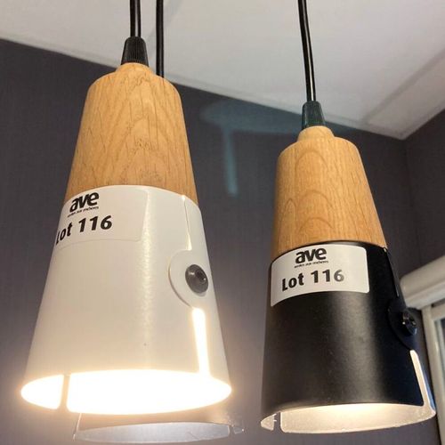 Null 3 1-LIGHT PENDANT LIGHTS IN TURNED WOOD AND WHITE OR BLACK LACQUERED STEEL.&hellip;