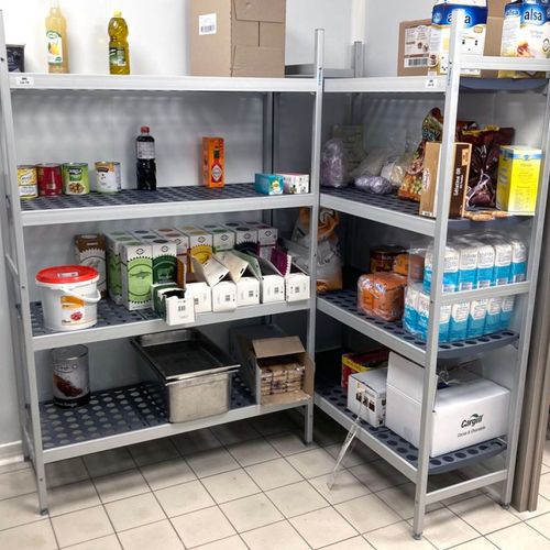 Null 5.9 LINEAR METRES OF FERMOD COLD ROOM SHELVING INCLUDING: 1 BAY WITH 2 LADD&hellip;