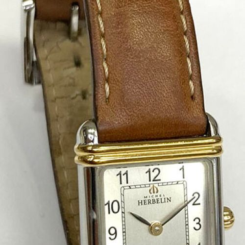 Null HERBLIN BRAND WATCH ART DECO MODEL 17478 CHROME AND GOLD STEEL CASE, RECTAN&hellip;