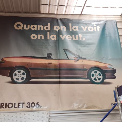 Null Grand Poster promotionnel pour la 306 Peugeot cabriolet, dim. 2 x 3 m.