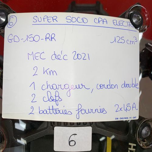 Véhicule de Marque SUPER SOCO, Modele SCOOTER CPA ELECTRIC, Immatriculé GD 150 R&hellip;