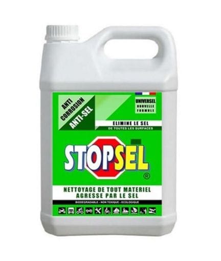 STOPSEL - Bidon de 5L de Nettoyant Anti-Sel Universel conçu pour éliminer les dépôts salins, les micro-organismes et pro