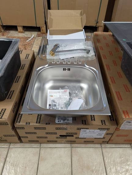 Franke CIAN 611 - lisse Inox - vidage manuel + Mitigeur FONCTIONNEL (Produit Neuf)