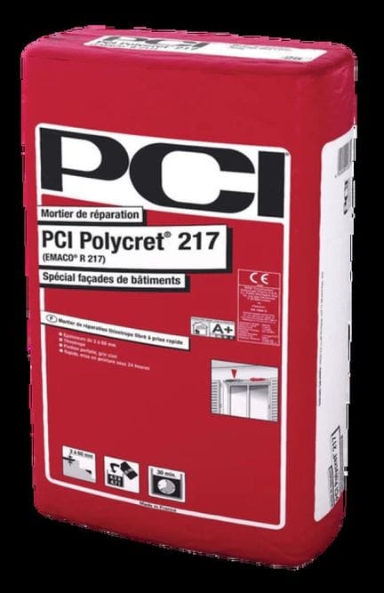 PCI Polycret 217 - sac 25kgs Réparation des éléments de façades en béton. Resurfaçage des bétons avant la mise en peint