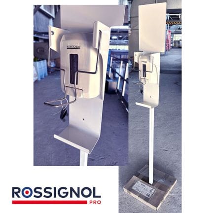 4 DISTRIBUTEURS A PEDALE DE GEL HYDRO-ALCOOLIQUE NEUFS DE MARQUE ROSSIGNOL MODELE S2S10 COMPLET AVEC CLEF D'OUVERTURE DU