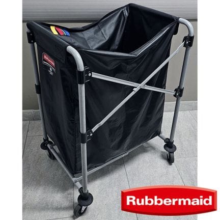 CHARIOT A LINGE REPLIABLE DE 150 LITRES DE MARQUE RUBBERMAID EXECUTIVE SERIES MODELE X-CART 150L EN ACIER LAQUE GRIS SUR