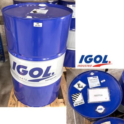 1 BIDON NEUF DE 220 LITRES D'HUILE MINÉRALE ANTI-USURE POUR TRANSMISSIONS HYDRAULIQUES À TRÈS HAUT INDICE DE VISCOSITÉ D