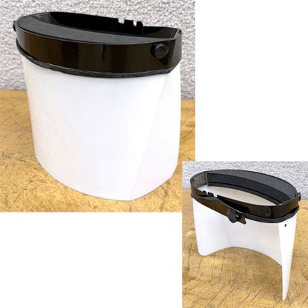 22 ECRANS FACIAUX OU VISIERES DE PROTECTION ANTI PROJECTION EN PVC DE COULEUR NOIRE ET TRANSPARENT, TOUR DE TETE REGLABL