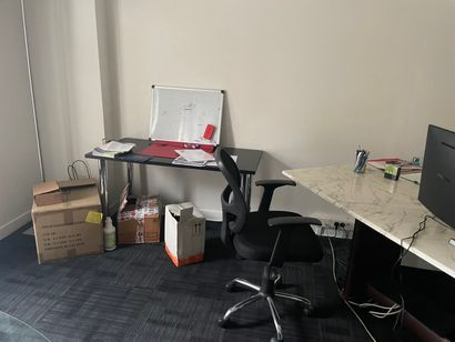 1 marble-top desk
1 round glass-top table
4...