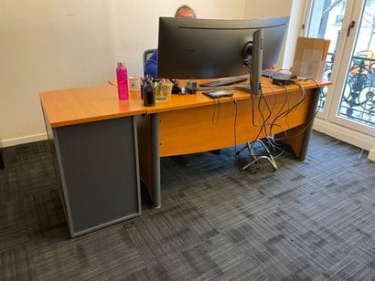 8 straight or curved melamine wood desks...