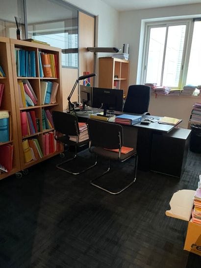 8 straight or curved melamine wood desks...