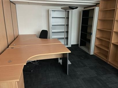 8 straight or curved melamine wood desks...