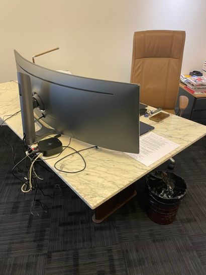 1 marble-top desk
1 round glass-top table
4...