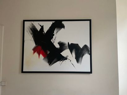 1 set of six acrylic paintings and two wood...