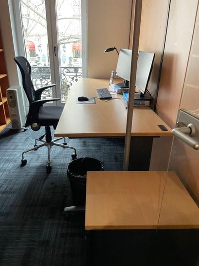 8 straight or curved melamine wood desks...