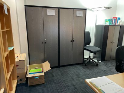 8 straight or curved melamine wood desks...