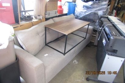 1 banquette en tissu gris, 3 places, avec...