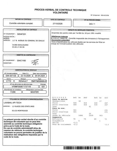 CTTE RENAULT MASTER 2.3 DCI 150CH GCF L2H2...