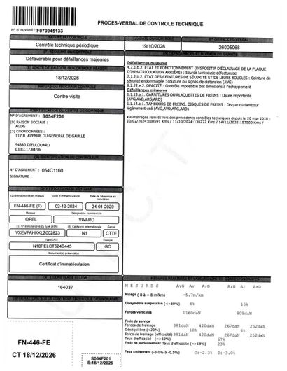 CTTE OPEL VIVARO L2 120CH 
Body Style: VAN
Vehicle...
